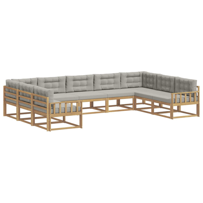 Set de canapele de exterior cu pernă 9 pcs Alb și gri deschis WALTI