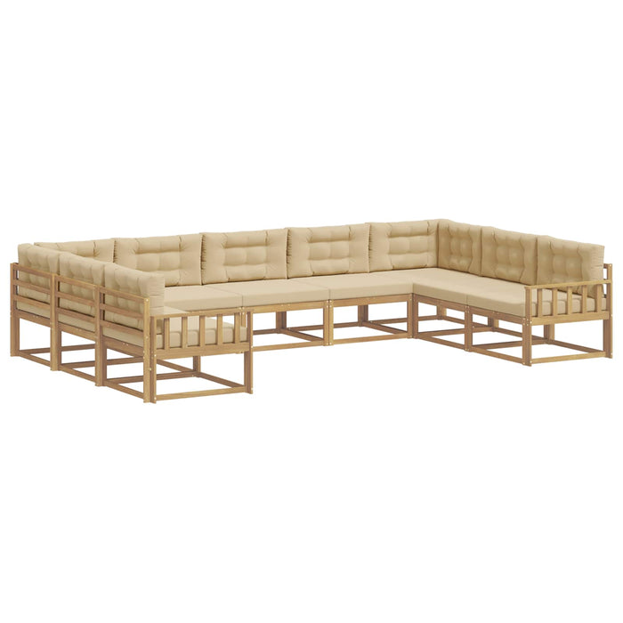 Set de canapele de exterior cu pernă 9 pcs Alb și Bej WALTI