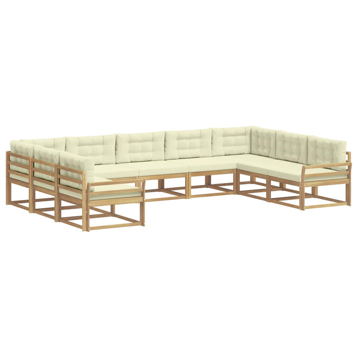 Set de canapele de exterior cu pernă 9 pcs Alb și crem WALTI