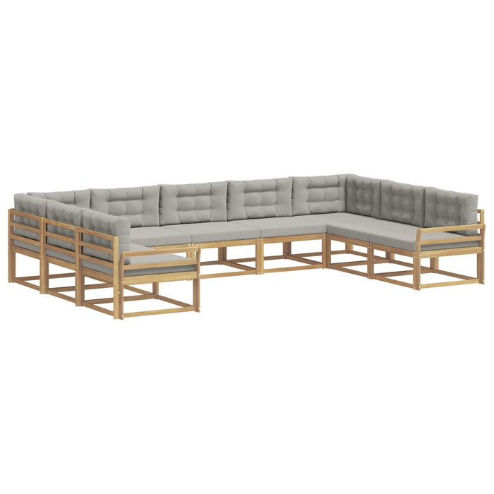 Set de canapele de exterior cu pernă 9 pcs Alb și gri deschis WALTI