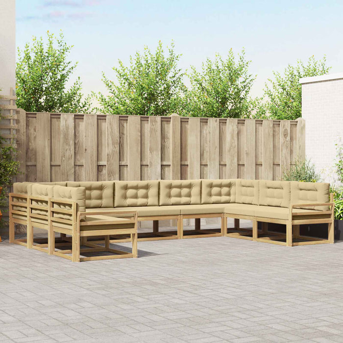 Set de canapele de exterior cu pernă 9 pcs Alb și Bej WALTI