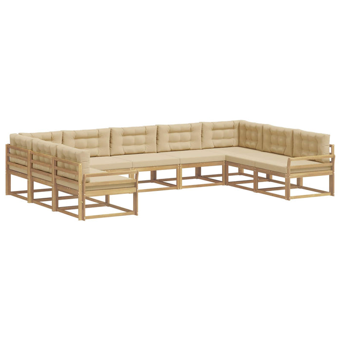 Set de canapele de exterior cu pernă 9 pcs Alb și Bej WALTI