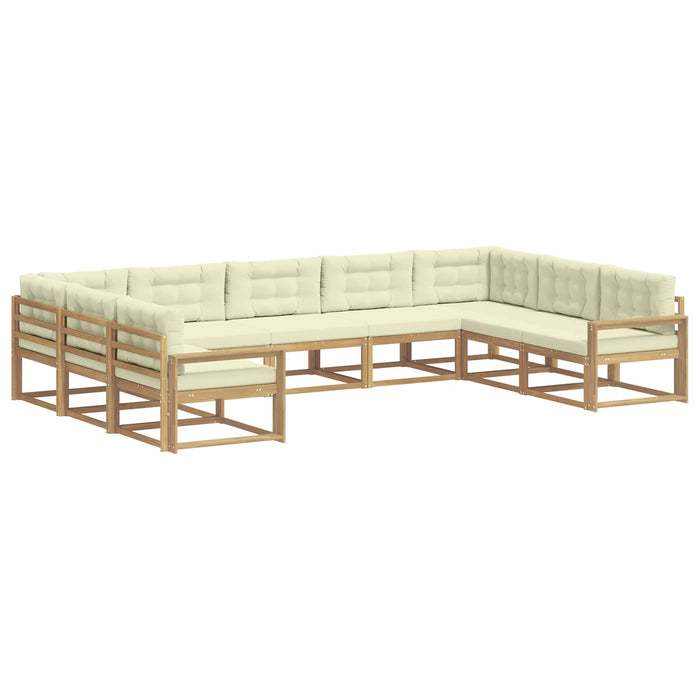 Set de canapele de exterior cu pernă 9 pcs Alb și crem WALTI