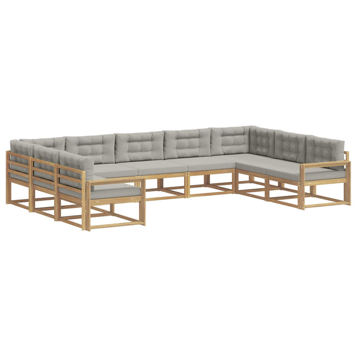 Set de canapele de exterior cu pernă 9 pcs Alb și gri deschis WALTI