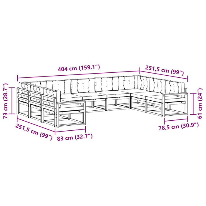 Set de canapele de exterior cu pernă 9 pcs Alb și gri deschis WALTI