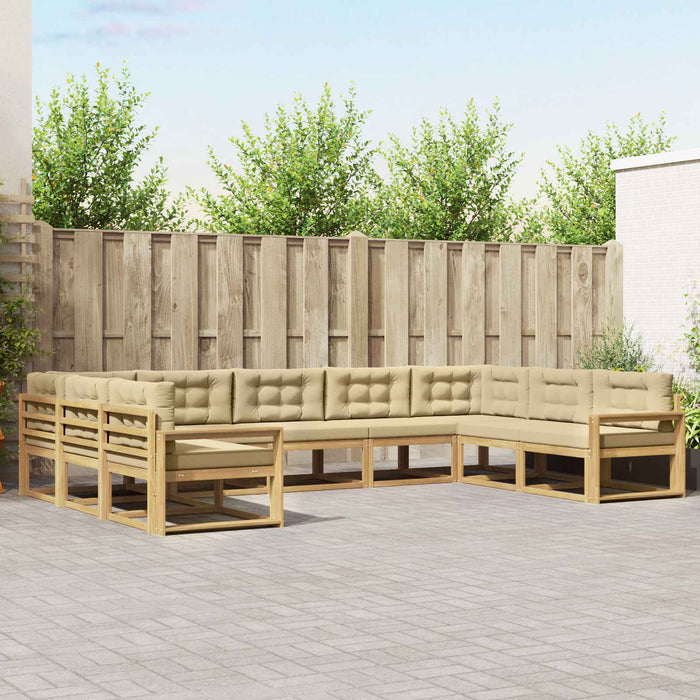 Set de canapele de exterior cu pernă 9 pcs Alb și Bej WALTI