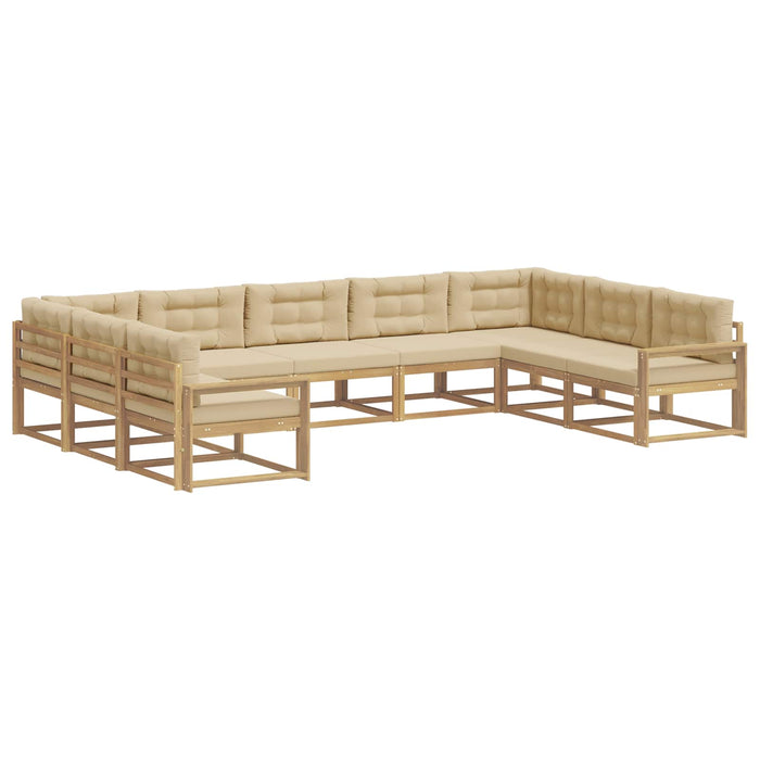 Set de canapele de exterior cu pernă 9 pcs Alb și Bej WALTI