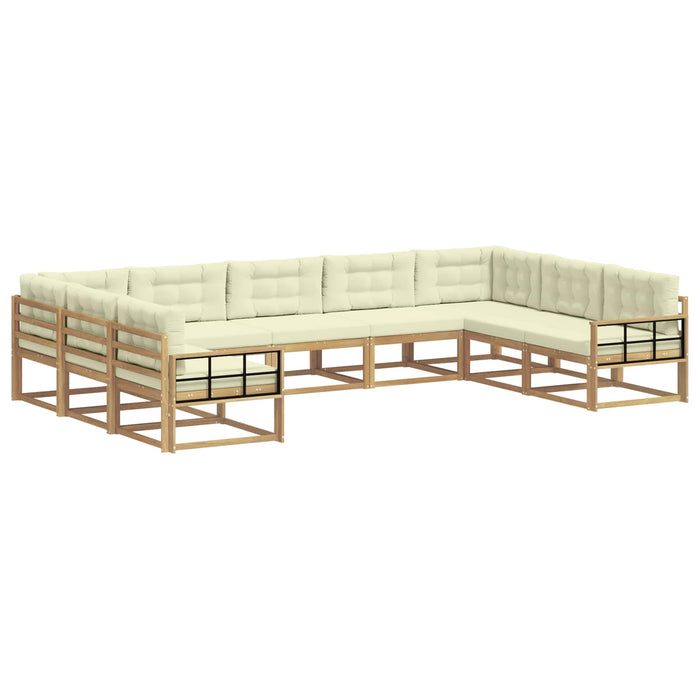 Set de canapele de exterior cu pernă 9 pcs Alb și crem WALTI