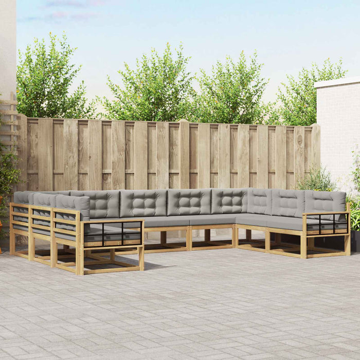 Set de canapele de exterior cu pernă 9 pcs Alb și gri deschis WALTI