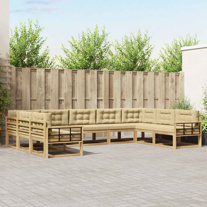 Set de canapele de exterior cu pernă 9 pcs Alb și Bej WALTI