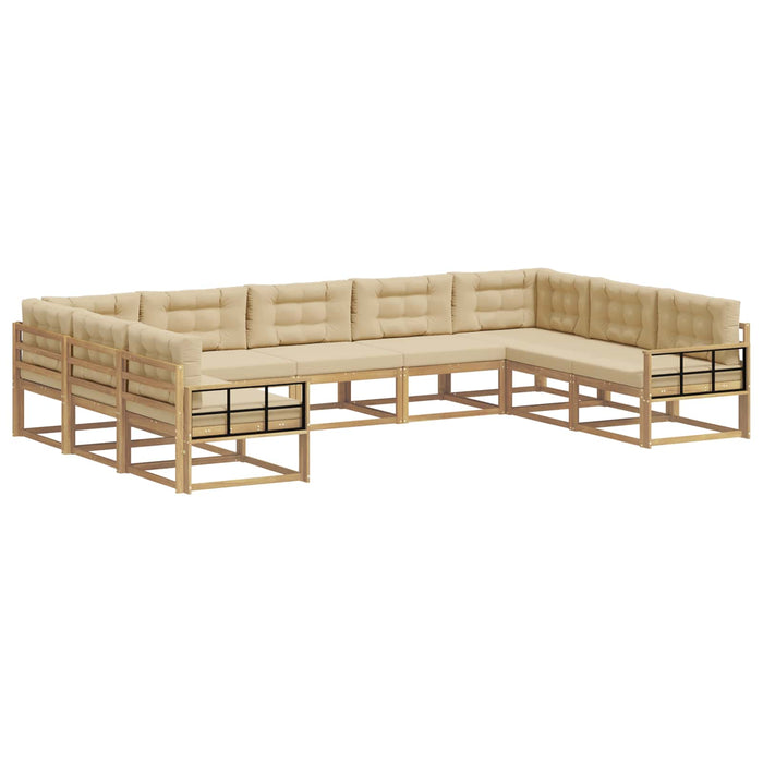Set de canapele de exterior cu pernă 9 pcs Alb și Bej WALTI