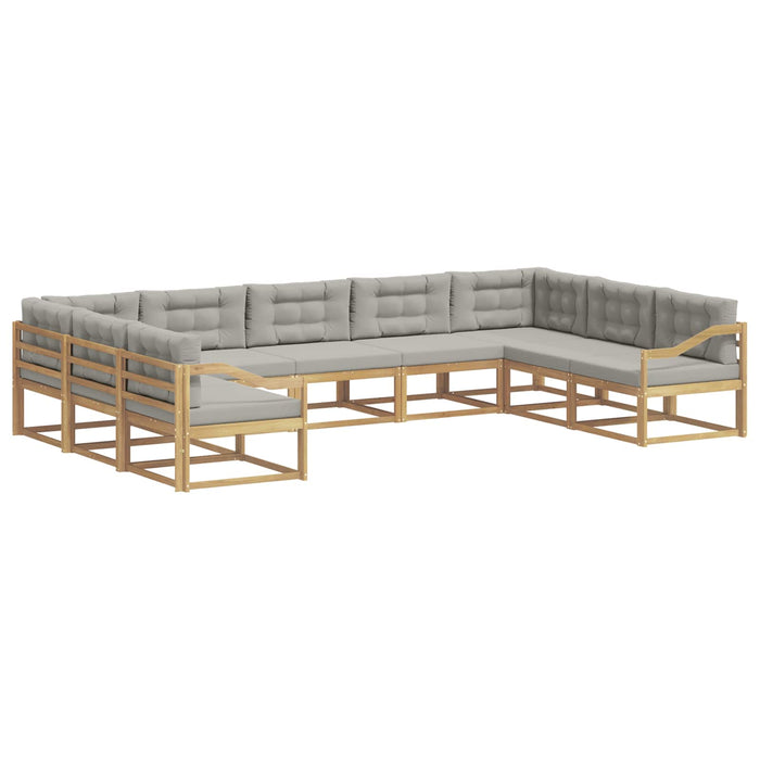 Set de canapele de exterior cu pernă 9 pcs Alb și gri deschis WALTI