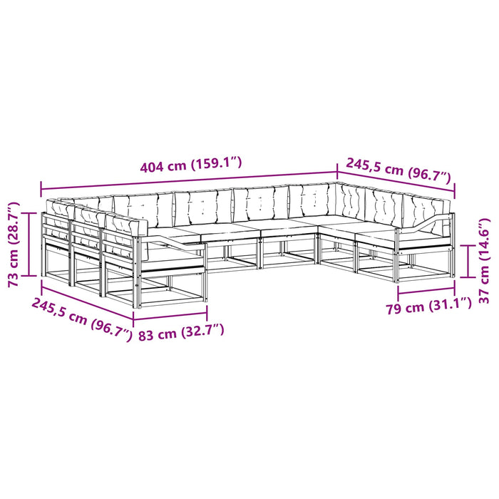 Set de canapele de exterior cu pernă 9 pcs Alb și gri deschis WALTI
