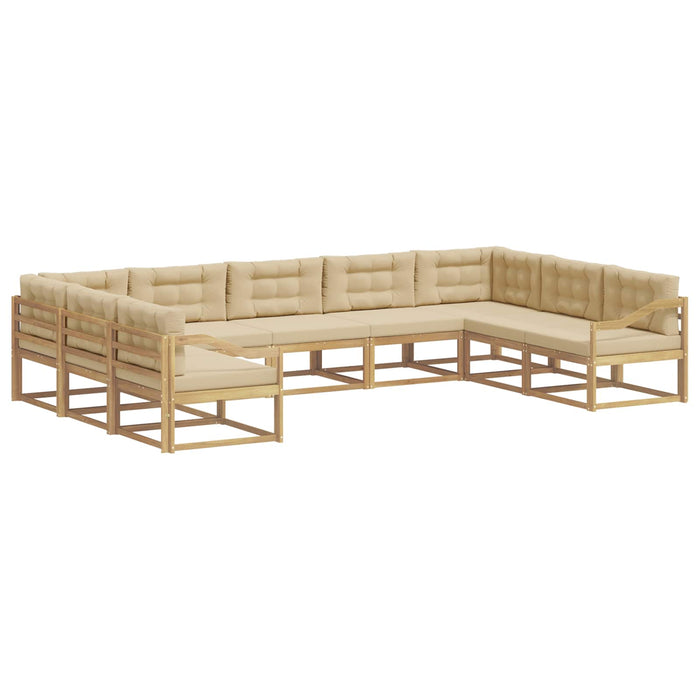 Set de canapele de exterior cu pernă 9 pcs Alb și Bej WALTI