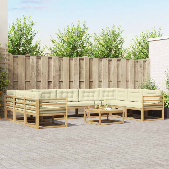 Set de canapele de exterior cu pernă 10 pcs Alb și crem WALTI