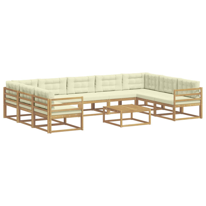 Set de canapele de exterior cu pernă 10 pcs Alb și crem WALTI