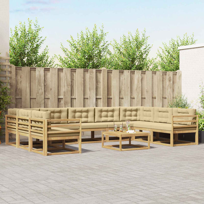Set de canapele de exterior cu pernă 10 pcs Alb și Bej WALTI