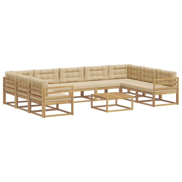 Set de canapele de exterior cu pernă 10 pcs Alb și Bej WALTI