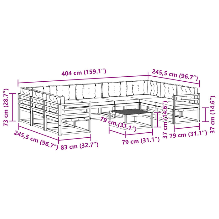 Set de canapele de exterior cu pernă 10 pcs Alb și Bej WALTI