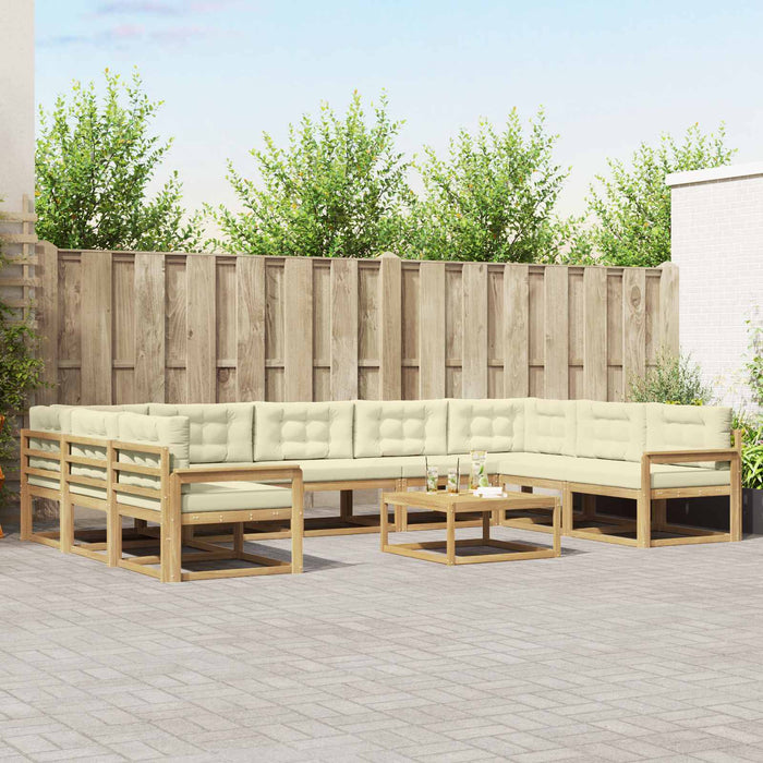 Set de canapele de exterior cu pernă 10 pcs Alb și crem WALTI