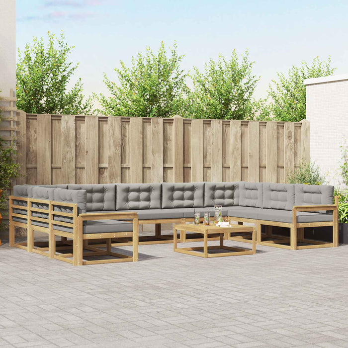 Set de canapele de exterior cu pernă 10 pcs Alb și gri deschis WALTI