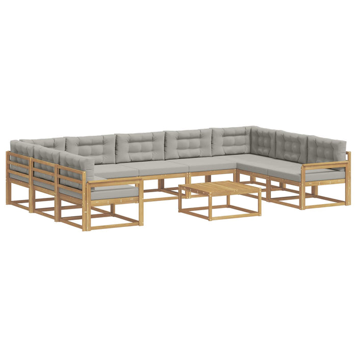 Set de canapele de exterior cu pernă 10 pcs Alb și gri deschis WALTI