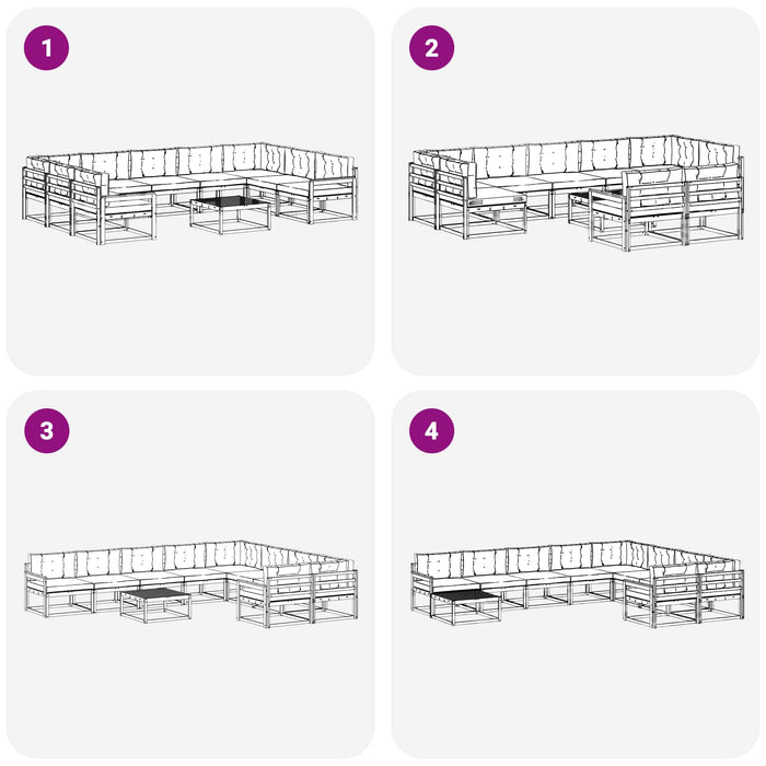 Set de canapele de exterior cu pernă 10 pcs Alb și gri deschis WALTI