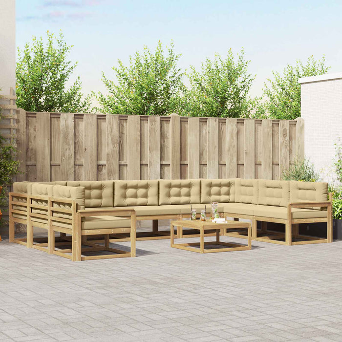 Set de canapele de exterior cu pernă 10 pcs Alb și Bej WALTI