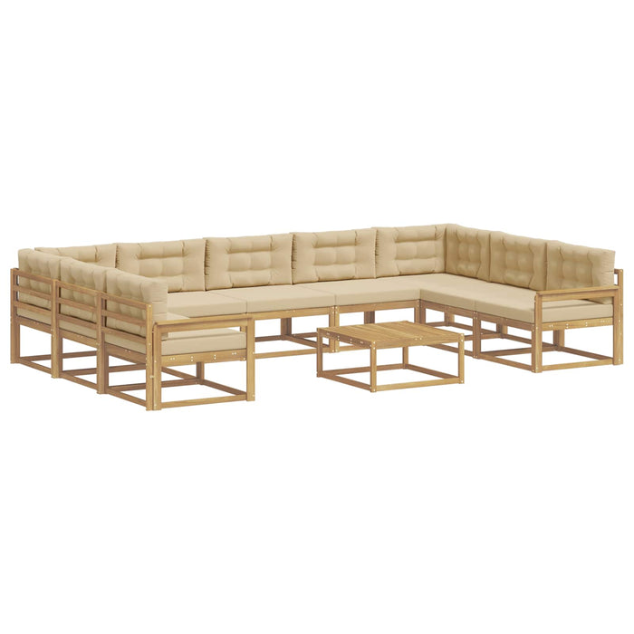 Set de canapele de exterior cu pernă 10 pcs Alb și Bej WALTI