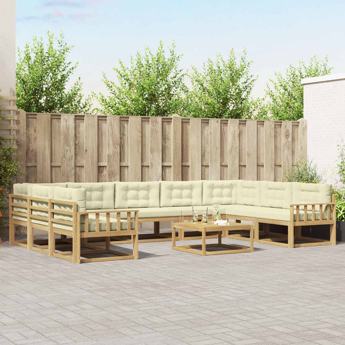 Set de canapele de exterior cu pernă 10 pcs Alb și crem WALTI
