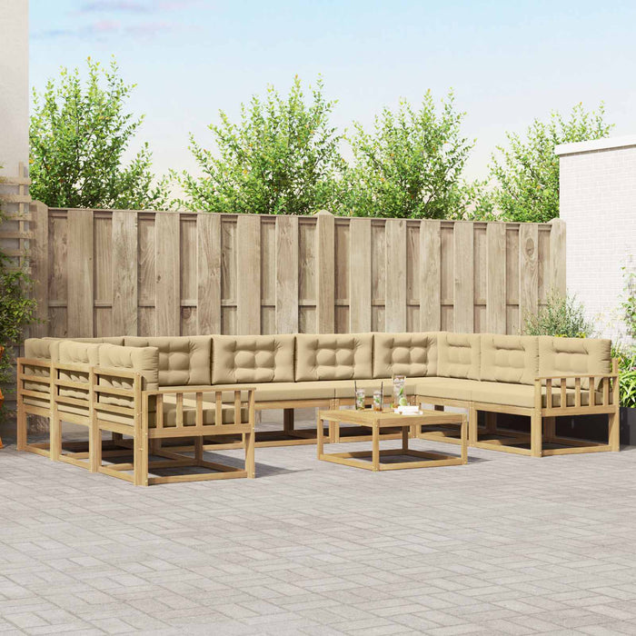 Set de canapele de exterior cu pernă 10 pcs Alb și Bej WALTI