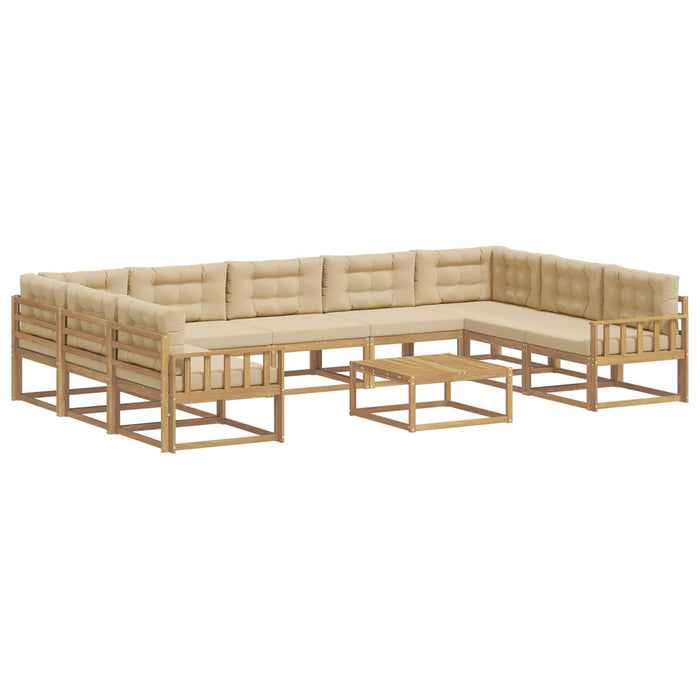 Set de canapele de exterior cu pernă 10 pcs Alb și Bej WALTI