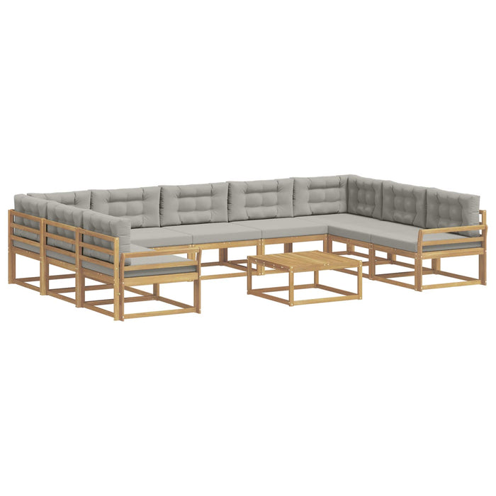 Set de canapele de exterior cu pernă 10 pcs Alb și gri deschis WALTI