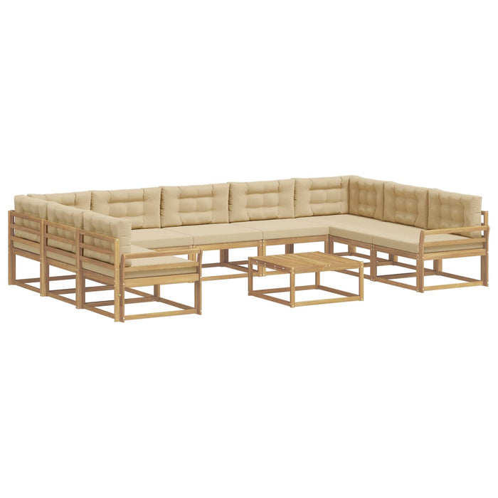 Set de canapele de exterior cu pernă 10 pcs Alb și Bej WALTI