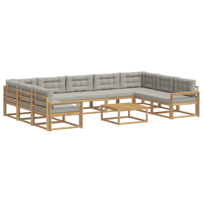 Set de canapele de exterior cu pernă 10 pcs Alb și gri deschis WALTI