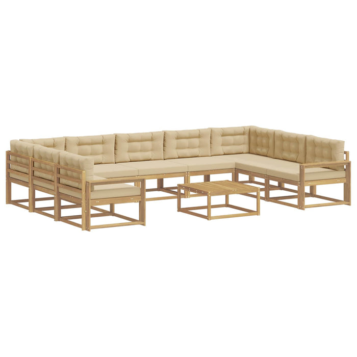 Set de canapele de exterior cu pernă 10 pcs Alb și Bej WALTI