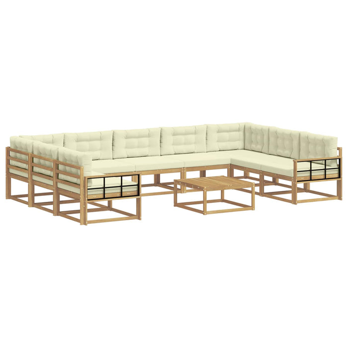 Set de canapele de exterior cu pernă 10 pcs Alb și crem WALTI