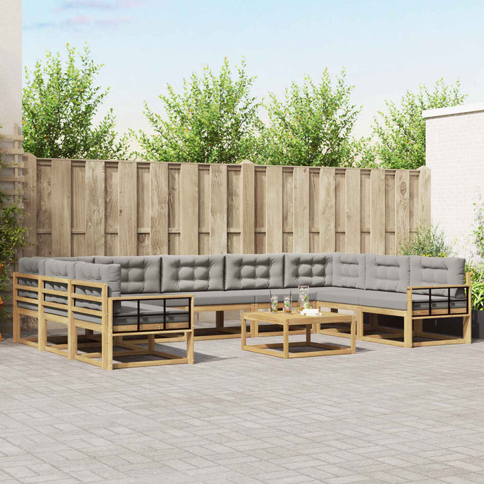 Set de canapele de exterior cu pernă 10 pcs Alb și gri deschis WALTI