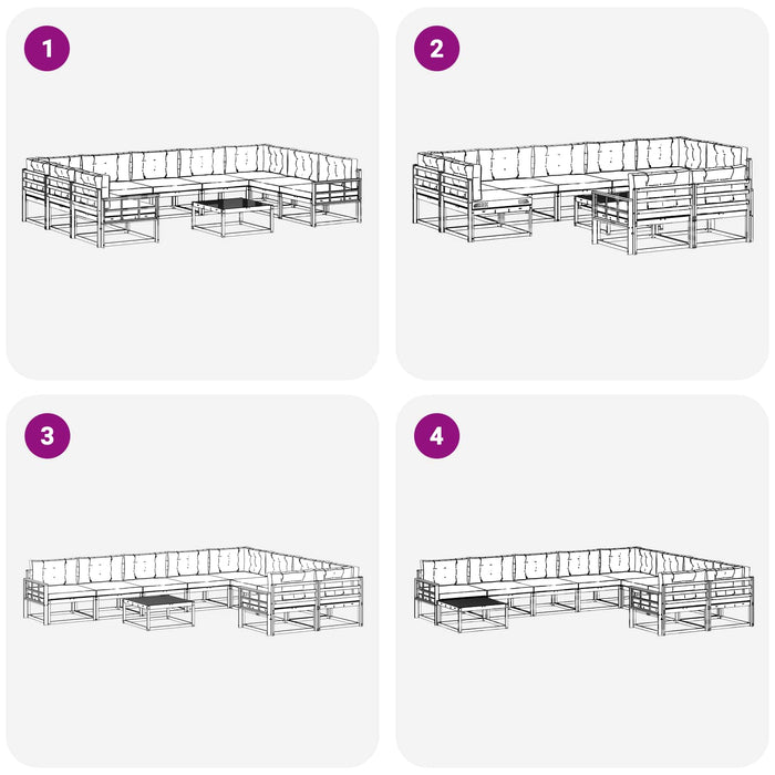 Set de canapele de exterior cu pernă 10 pcs Alb și antracit WALTI