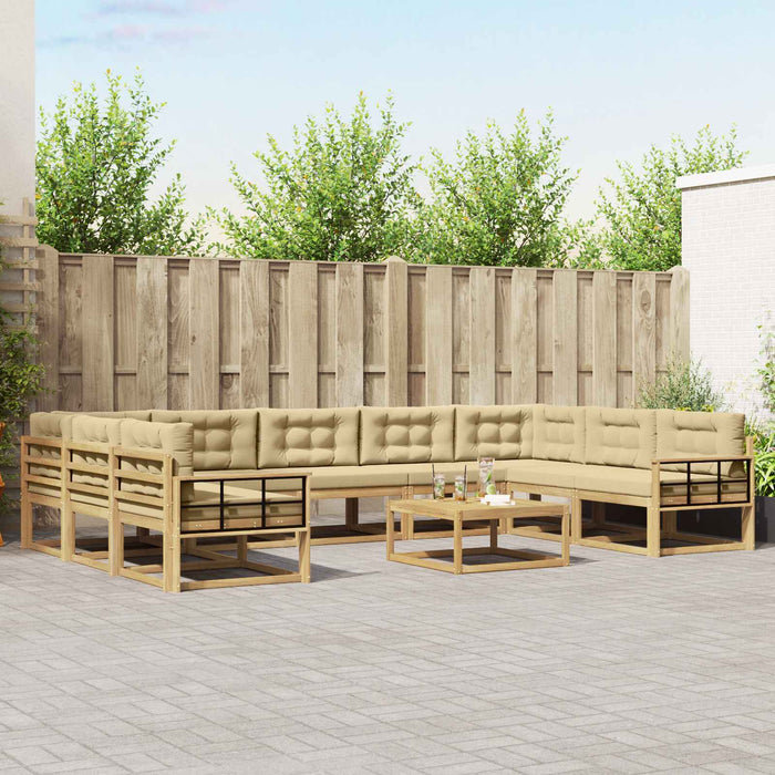 Set de canapele de exterior cu pernă 10 pcs Alb și Bej WALTI