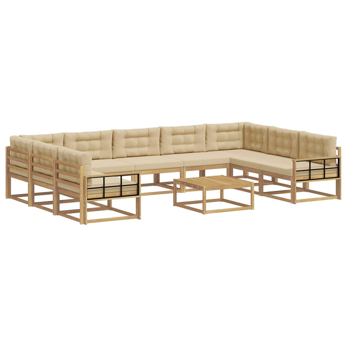 Set de canapele de exterior cu pernă 10 pcs Alb și Bej WALTI
