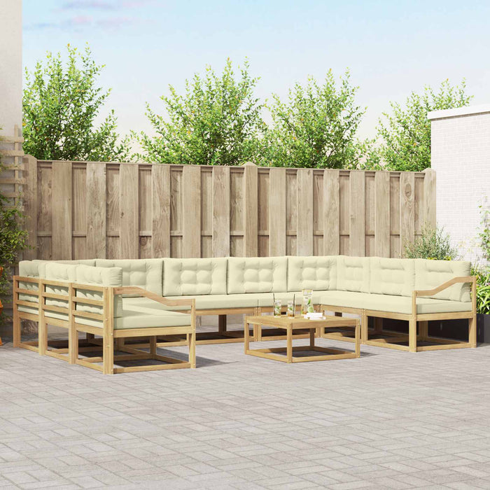 Set de canapele de exterior cu pernă 10 pcs Alb și crem WALTI