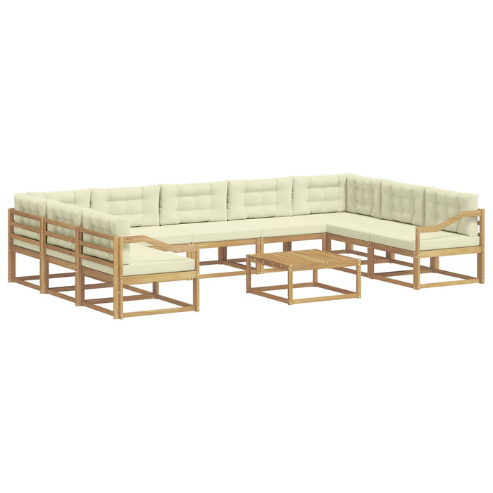 Set de canapele de exterior cu pernă 10 pcs Alb și crem WALTI