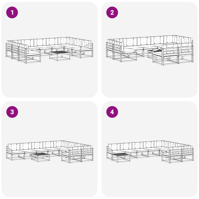 Set de canapele de exterior cu pernă 10 pcs Alb și crem WALTI
