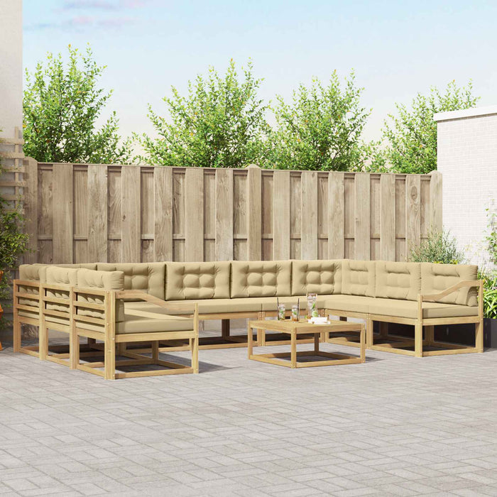 Set de canapele de exterior cu pernă 10 pcs Alb și Bej - WALTI WALTI