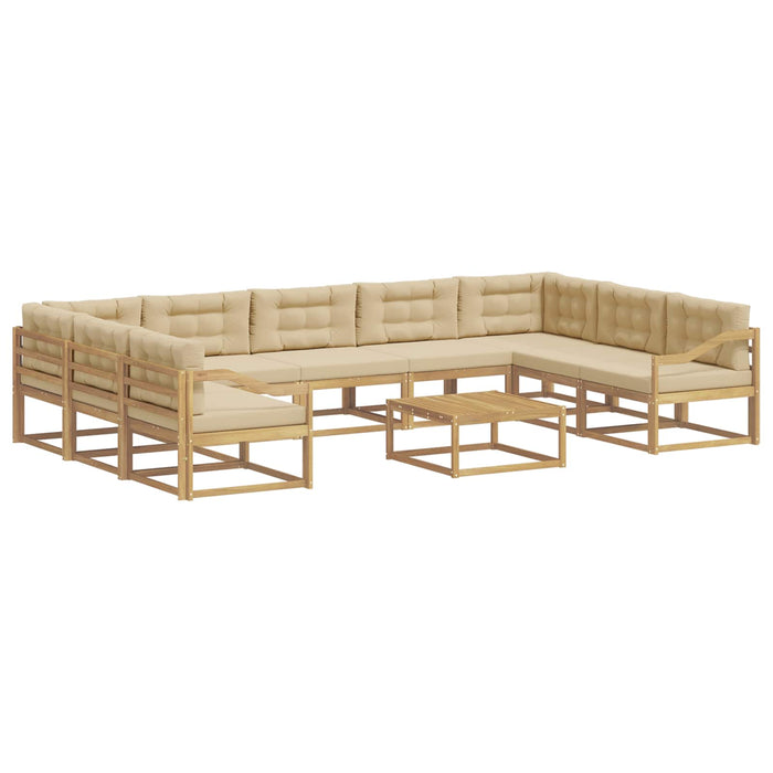 Set de canapele de exterior cu pernă 10 pcs Alb și Bej - WALTI WALTI