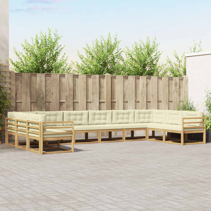Set de canapele de exterior cu pernă 10 pcs Alb și crem WALTI