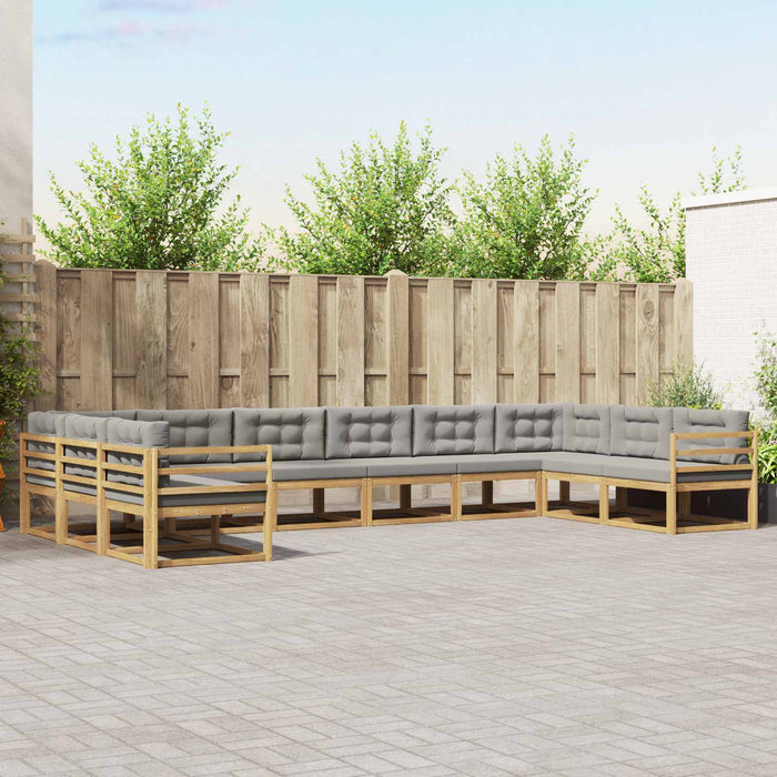 Set de canapele de exterior cu pernă 10 pcs Alb și gri deschis WALTI
