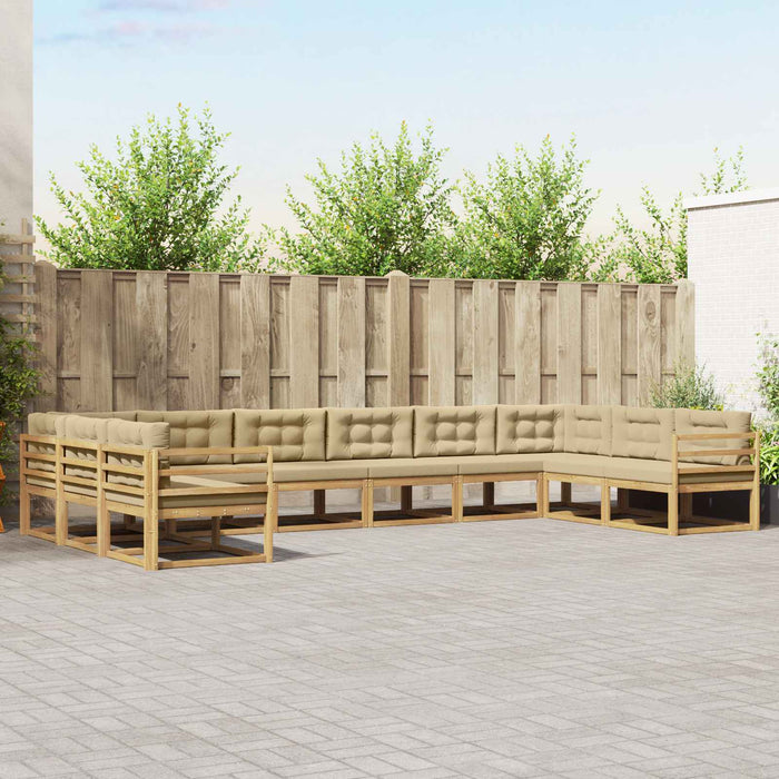Set de canapele de exterior cu pernă 10 pcs Alb și Bej WALTI
