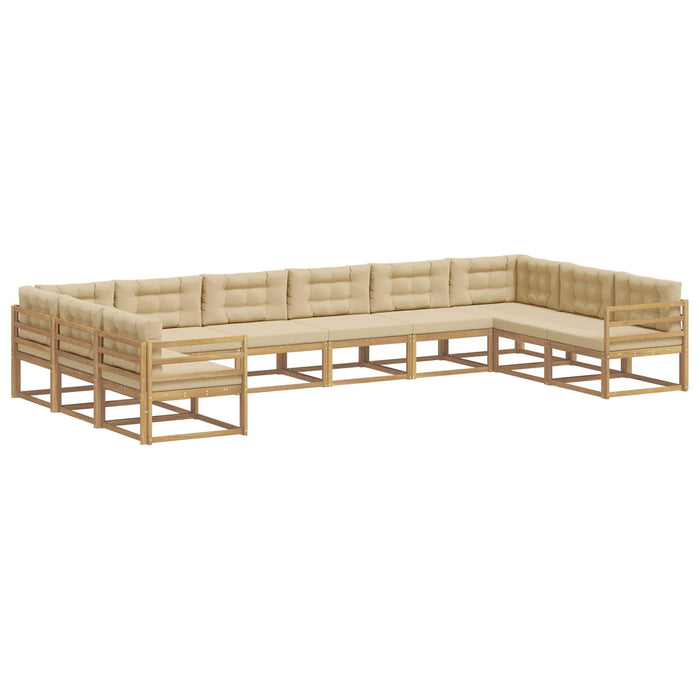 Set de canapele de exterior cu pernă 10 pcs Alb și Bej WALTI